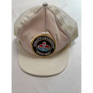 Vintage Amoco Hat Cap Snap Back White Embroidered Lubricants Rope Mens 90s